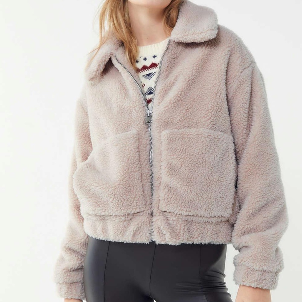 Urban Outfitters Cropped Teddy Jacket